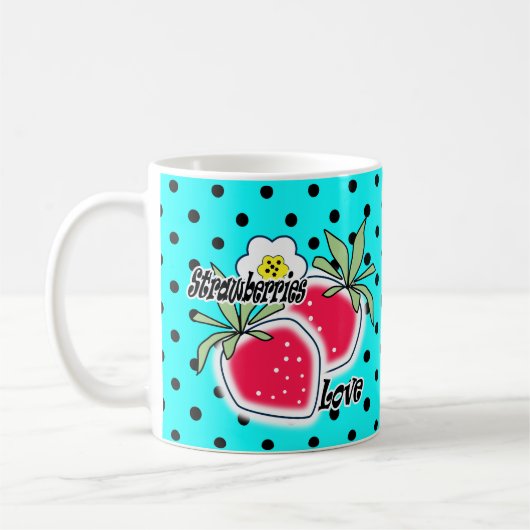 Turquoise stippen achtergrond koffiemok (Links)