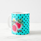 Turquoise stippen achtergrond koffiemok (Voorkant links)
