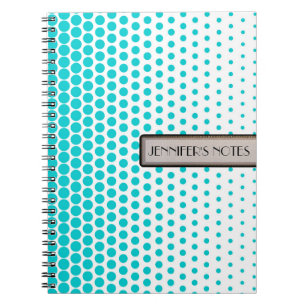 Turquoise Stippen Elegant Modern Wit Notitieboek