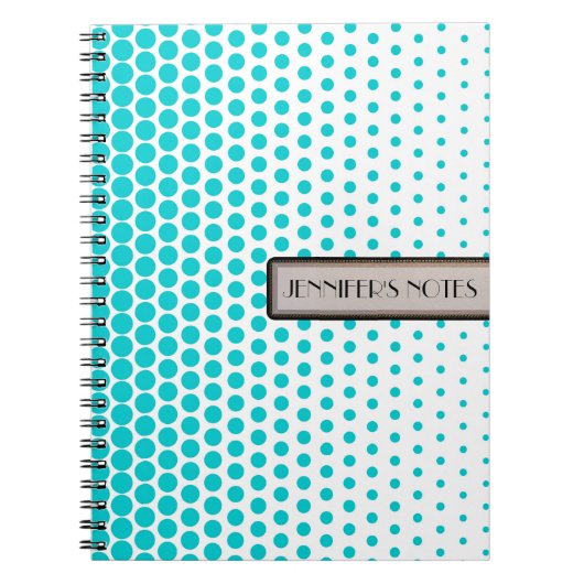 Turquoise Stippen Elegant Modern Wit Notitieboek (Voorkant)