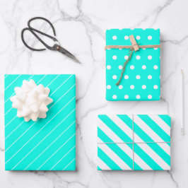 Turquoise Stippen En Strepen Inpakpapier Vel
