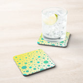 Turquoise-Stippen op geel modern design Bier Onderzetter (Rechterzijde)