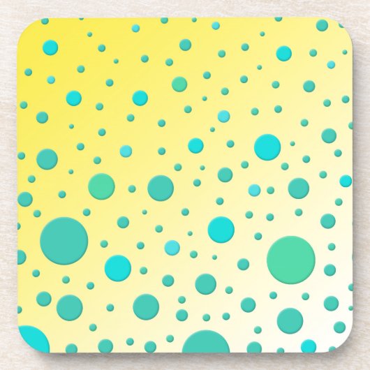 Turquoise-Stippen op geel modern design Bier Onderzetter (Voorkant)