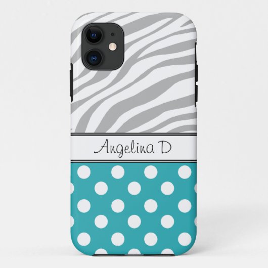 Turquoise Stippenpatroon Grijs Zebraprint iPhone 5 Case-Mate iPhone Case (Achterkant)