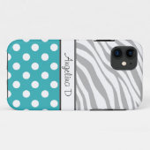Turquoise Stippenpatroon Grijs Zebraprint iPhone 5 Case-Mate iPhone Case (Achterkant (horizontaal))