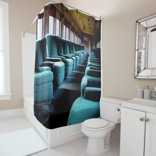 Turquoise stoelen douchegordijn (In situ)