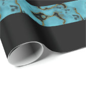 Turquoise Stone Gold en Black Cadeaupapier (Rol Hoek)