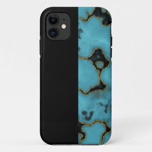 Turquoise Stone Gold en Black Case-Mate iPhone Case