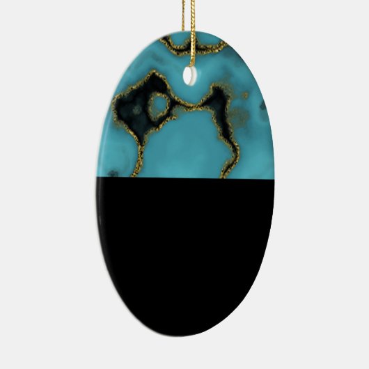 Turquoise Stone Gold en Black Keramisch Ornament (Rechts)