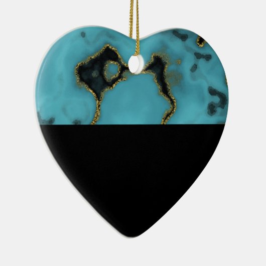 Turquoise Stone Gold en Black Keramisch Ornament (Rechts)