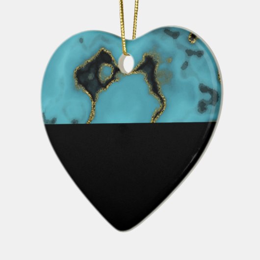 Turquoise Stone Gold en Black Keramisch Ornament (Links)