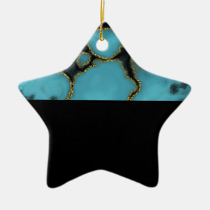Turquoise Stone Gold en Black Keramisch Ornament