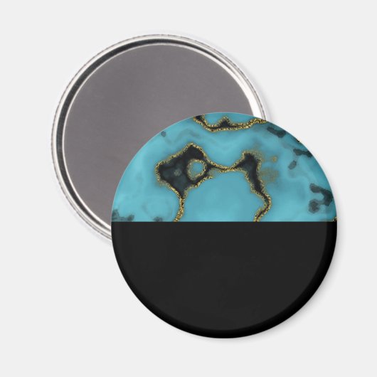 Turquoise Stone Gold en Black Magneet (Voorkant / Achterkant)