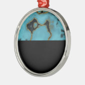Turquoise Stone Gold en Black Metalen Ornament (Links)
