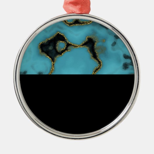 Turquoise Stone Gold en Black Metalen Ornament (Voorkant)