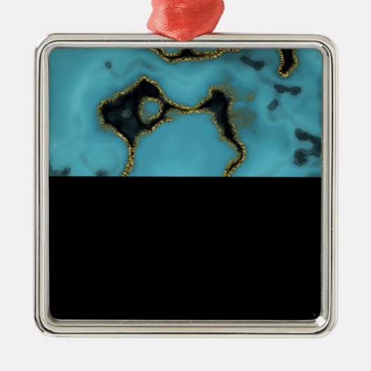 Turquoise Stone Gold en Black Metalen Ornament (Voorkant)