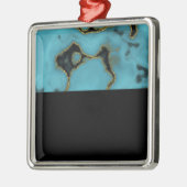 Turquoise Stone Gold en Black Metalen Ornament (Links)