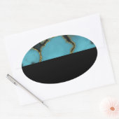 Turquoise Stone Gold en Black Ovale Sticker (Envelop)