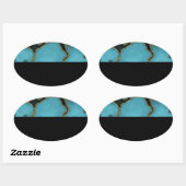 Turquoise Stone Gold en Black Ovale Sticker (Vel)