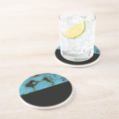 Turquoise Stone Gold en Black Zandsteen Onderzetter (Zijkant)