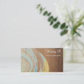Turquoise Stone Rustic Wood Plain Visitekaartjes (Staand voorkant)