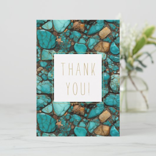 Turquoise Stones Dank u Bedankkaart (Staand voorkant)