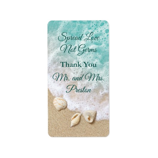 Turquoise strand golven verspreiden liefde hand Sa Etiket (Voorkant)