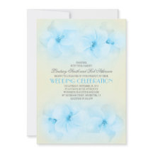 Turquoise strand huwelijksuitnodiging met hibiscus