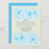 Turquoise strand huwelijksuitnodiging met hibiscus kaart (Voorkant / Achterkant)