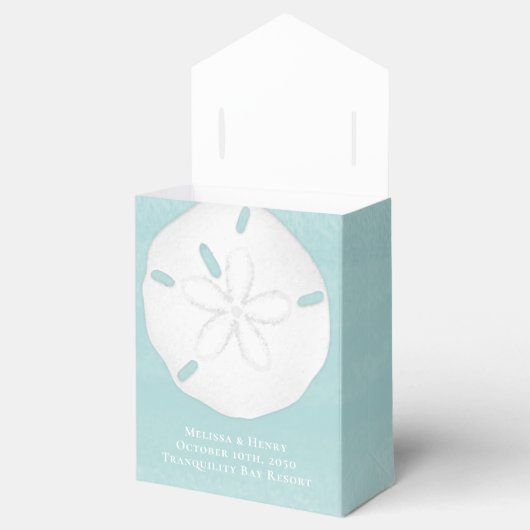 Turquoise Strand Kust Tropische Zanddollar Bedankdoosjes (Geopend)