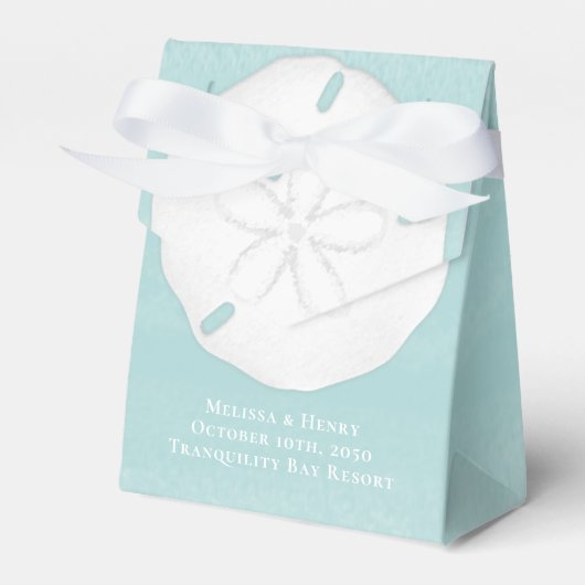 Turquoise Strand Kust Tropische Zanddollar Bedankdoosjes (Voorkant Zijde)