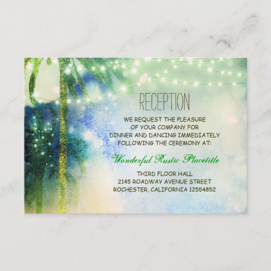 turquoise strand palmbomen trouwkaarten voor de re informatiekaartje (Voorkant)