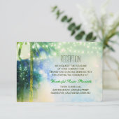 turquoise strand palmbomen trouwkaarten voor recep informatiekaartje (Staand voorkant)