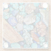Turquoise Strand Stenen Glas Onderzetter (Achterkant)