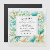Turquoise Strand Thema bruiloft Magnetische uitnod Magnetische Uitnodiging (Voorkant / Achterkant)