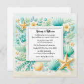 Turquoise Strand Theme Huwelijksuitnodiging Kaart (Voorkant / Achterkant)