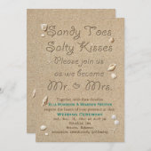 Turquoise strand zanderige tenen zoute kussen brui kaart (Voorkant / Achterkant)