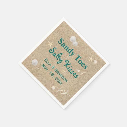 Turquoise strand zanderige tenen zoute kussen brui servet (Hoek)