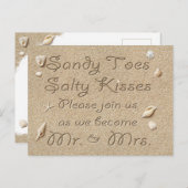 Turquoise strand zanderige tenen zoute kussen datu aankondigingskaart (Voorkant / Achterkant)