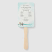 Turquoise strand zeesterren bruiloft programma handwaaier (Achterkant)