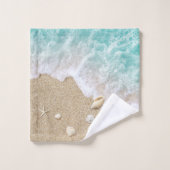 Turquoise strandgolven bad handdoek (Wasdoekje)