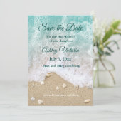 Turquoise Strandgolven Bat Mitzvah Save the Date Kaart (Staand voorkant)