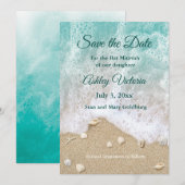 Turquoise Strandgolven Bat Mitzvah Save the Date Kaart (Voorkant / Achterkant)
