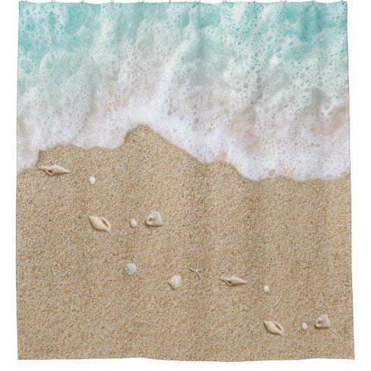 Turquoise strandgolven douchegordijn (Voorkant)