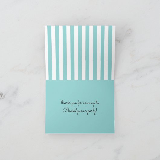 Turquoise Streep Paisley Olifant Bedankkaart (Binnen)