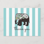 Turquoise Streep Paisley Olifant Bedankt Briefkaart (Voorkant)