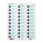 Turquoise strepen afstuderen foto modern adres etiket (Full Sheet)