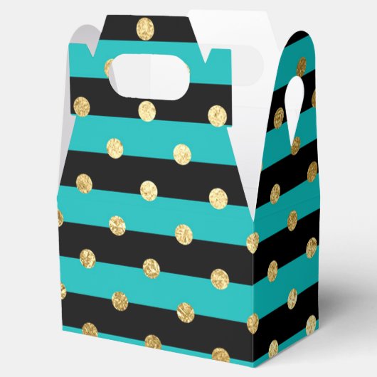 Turquoise strepen met Polka Dots Verjaardagsfeest Bedankdoosjes (Geopend)