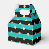 Turquoise strepen met Polka Dots Verjaardagsfeest Bedankdoosjes (Voorkant Zijde)