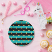 Turquoise strepen met Polka Dots Verjaardagsfeest Papieren Bordje (Feest)